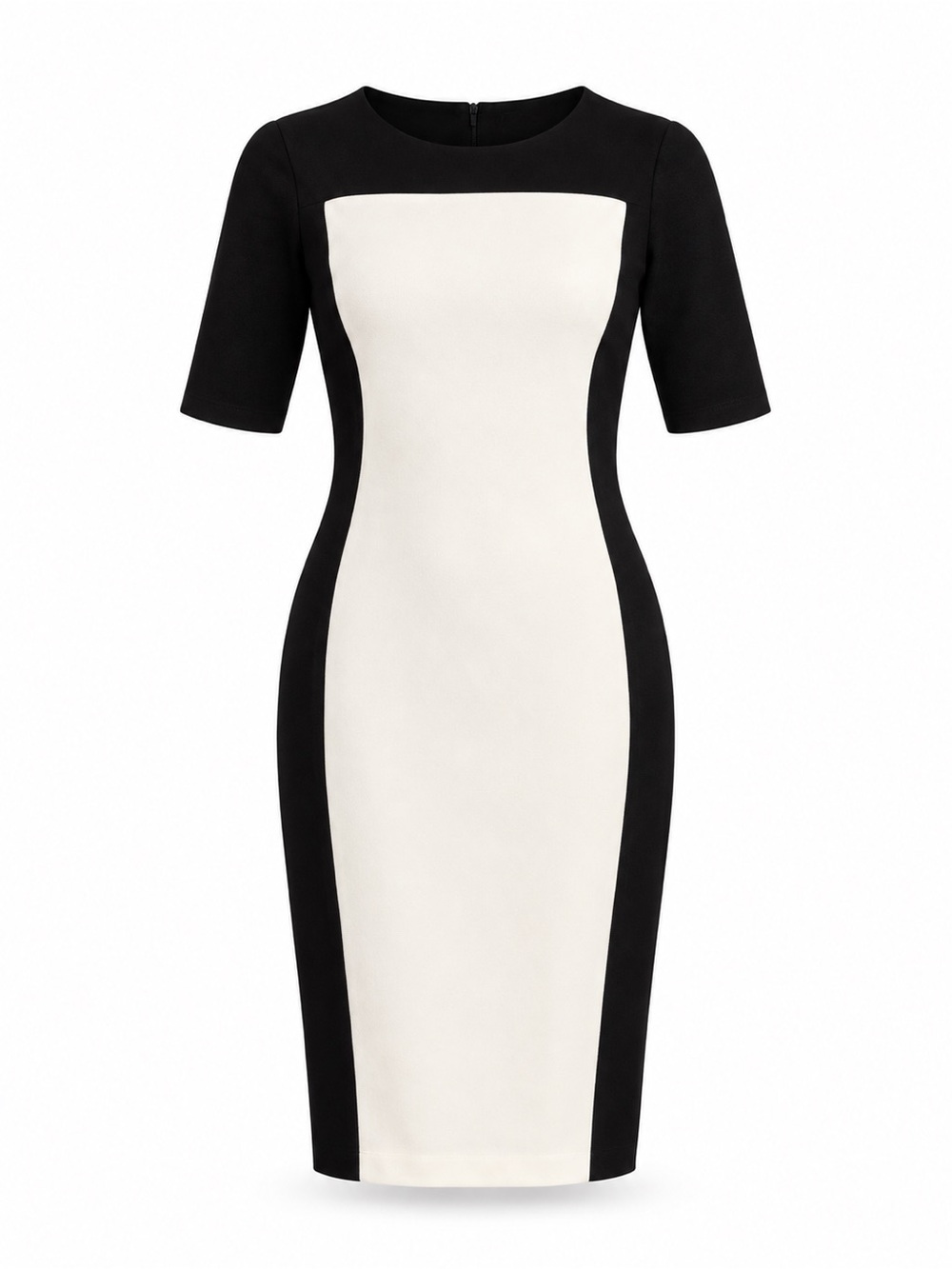 Club Monaco black white contrast color block panel short sleeve sheath dress 2